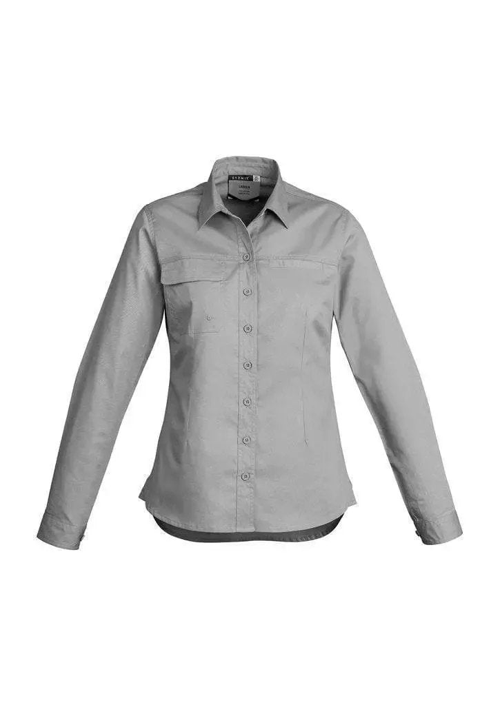 SYZMIK Women’s Lightweight Long Sleeve Tradie Shirt ZWL121 Work Wear Syzmik Grey 8